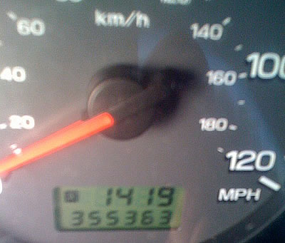 Odometer for a high mileage client at Japanese Aute Service